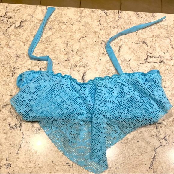 Blue Knit Triangle Top Bandea Bikini Size S - Picture 2 of 4